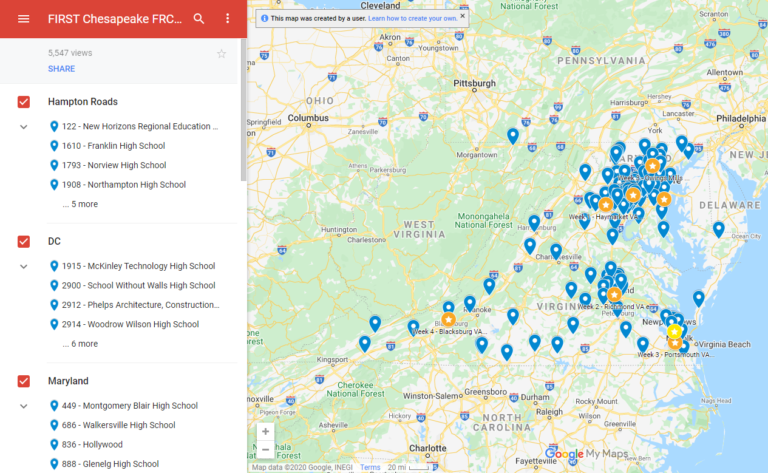 FIRST Chesapeake FRC team map – Triple Helix Robotics